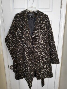 Lord & Taylor Leopard Print Faux Fur Coat Sz 8